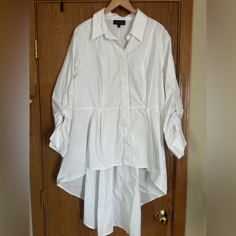 Lane Bryant white peplum tailed blouse. Size 22.